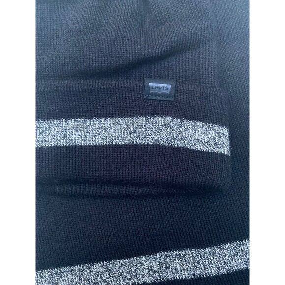 Levi’s mens winter 2 pc set knit hat and scarf set black/grey OSFM - Picture 7 of 11